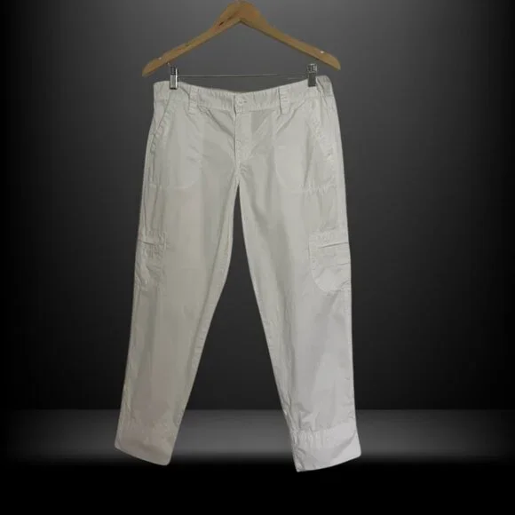 Calvin Klein White Cotton Cargo Pants Size 10 Utility Pocket Casual Minimalist - Picture 4 of 16